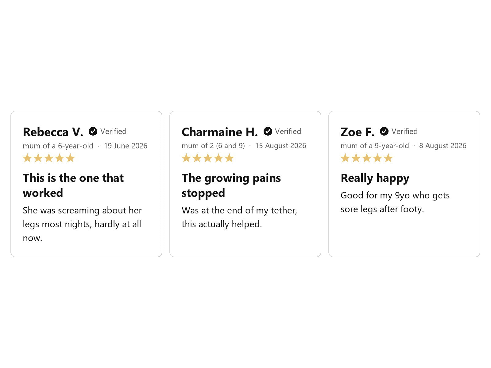 Three verified five-star reviews for Midnight and Star Sleep Cream